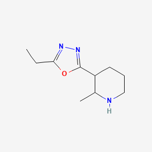 molecular formula C10H17N3O B12309581 rac-(2R,3R)-3-(5-ethyl-1,3,4-oxadiazol-2-yl)-2-methylpiperidine, cis 