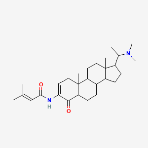 molecular formula C28H44N2O2 B12309596 N-[17-[1-(dimethylamino)ethyl]-10,13-dimethyl-4-oxo-1,5,6,7,8,9,11,12,14,15,16,17-dodecahydrocyclopenta[a]phenanthren-3-yl]-3-methylbut-2-enamide 