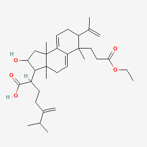 molecular formula C33H50O5 B12309612 2-[6-(3-Ethoxy-3-oxopropyl)-2-hydroxy-3a,6,9b-trimethyl-7-prop-1-en-2-yl-1,2,3,4,7,8-hexahydrocyclopenta[a]naphthalen-3-yl]-6-methyl-5-methylideneheptanoic acid 