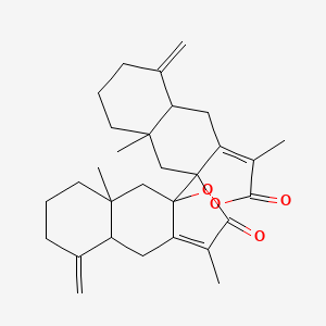 molecular formula C30H38O4 B12309666 9a-(3,8a-Dimethyl-5-methylidene-2-oxo-4,4a,6,7,8,9-hexahydrobenzo[f][1]benzofuran-9a-yl)-3,8a-dimethyl-5-methylidene-4,4a,6,7,8,9-hexahydrobenzo[f][1]benzofuran-2-one 