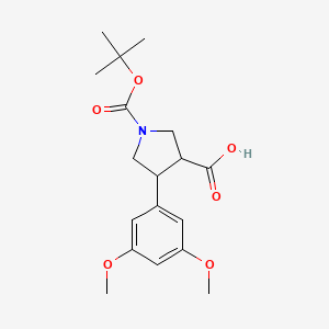 molecular formula C18H25NO6 B12309707 trans-1-(Tert-butoxycarbonyl)-4-(35-dimethoxyphenyl)pyrrolidine-3-carboxylic acid 