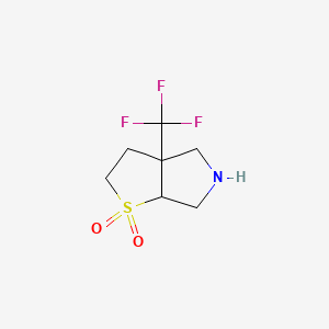 molecular formula C7H10F3NO2S B12309737 rac-(3aR,6aR)-3a-(trifluoromethyl)-hexahydro-2H-1lambda6-thieno[2,3-c]pyrrole-1,1-dione, cis 