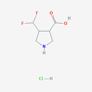 molecular formula C6H10ClF2NO2 B12309816 4-(Difluoromethyl)pyrrolidine-3-carboxylic acid hydrochloride 