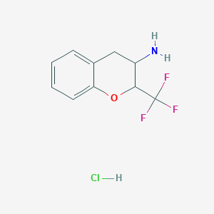 molecular formula C10H11ClF3NO B12309817 2-(Trifluoromethyl)-3,4-dihydro-2H-1-benzopyran-3-amine hydrochloride 