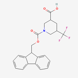 molecular formula C22H20F3NO4 B12309822 rac-(3R,5S)-1-{[(9H-fluoren-9-yl)methoxy]carbonyl}-5-(trifluoromethyl)piperidine-3-carboxylic acid, cis 