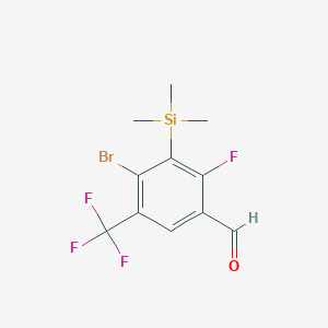 molecular formula C11H11BrF4OSi B12309848 4-Bromo-2-fluoro-5-(trifluoromethyl)-3-(trimethylsilyl)benzaldehyde 