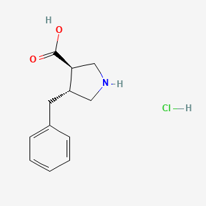 molecular formula C12H16ClNO2 B12309965 (3R,4R)-4-Benzylpyrrolidine-3-carboxylic acid hydrochloride 