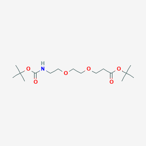 molecular formula C16H31NO6 B12310020 tert-Butyl 2,2-dimethyl-4-oxo-3,8,11-trioxa-5-azatetradecan-14-oate 