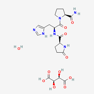 molecular formula C20H30N6O11 B1231009 Protirelin tartrate monohydrate CAS No. 56267-12-0