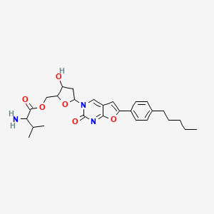 molecular formula C27H35N3O6 B12310091 [3-hydroxy-5-[2-oxo-6-(4-pentylphenyl)furo[2,3-d]pyrimidin-3-yl]oxolan-2-yl]methyl 2-amino-3-methylbutanoate 