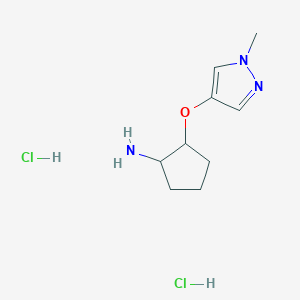 molecular formula C9H17Cl2N3O B12310134 rac-(1R,2S)-2-[(1-methyl-1H-pyrazol-4-yl)oxy]cyclopentan-1-amine dihydrochloride, cis 