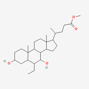 molecular formula C27H46O4 B12310200 methyl 4-(6-ethyl-3,7-dihydroxy-10,13-dimethyl-2,3,4,5,6,7,8,9,11,12,14,15,16,17-tetradecahydro-1H-cyclopenta[a]phenanthren-17-yl)pentanoate 