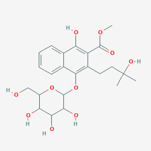 molecular formula C23H30O10 B12310213 2-Naphthalenecarboxylicacid,4-(beta-D-glucopyranosyloxy)-1-hydroxy-3-(3-hydroxy-3-methylbutyl)-,methylester 