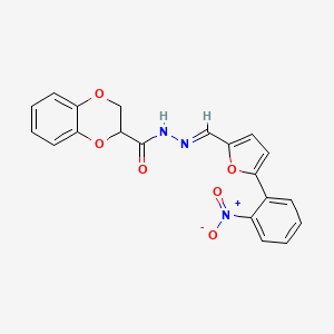 molecular formula C20H15N3O6 B1231024 N'-{(E)-[5-(2-nitrophenyl)furan-2-yl]methylidene}-2,3-dihydro-1,4-benzodioxine-2-carbohydrazide 