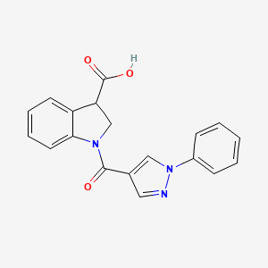 molecular formula C19H15N3O3 B12310252 1-(1-phenyl-1H-pyrazole-4-carbonyl)-2,3-dihydro-1H-indole-3-carboxylic acid 