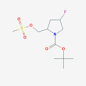 molecular formula C11H20FNO5S B12310286 Tert-butyl 4-fluoro-2-[(methanesulfonyloxy)methyl]pyrrolidine-1-carboxylate 