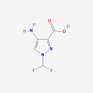 molecular formula C5H5F2N3O2 B12310290 4-Amino-1-(difluoromethyl)-1H-pyrazole-3-carboxylic acid 