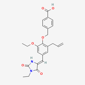 molecular formula C25H26N2O6 B1231031 4-[[2-ethoxy-4-[(Z)-(1-ethyl-2,5-dioxoimidazolidin-4-ylidene)methyl]-6-prop-2-enylphenoxy]methyl]benzoic acid 