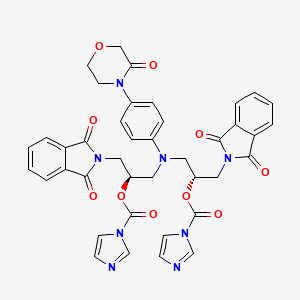 molecular formula C40H34N8O10 B12310350 [(2R)-1-(1,3-dioxoisoindol-2-yl)-3-[N-[(2R)-3-(1,3-dioxoisoindol-2-yl)-2-(imidazole-1-carbonyloxy)propyl]-4-(3-oxomorpholin-4-yl)anilino]propan-2-yl] imidazole-1-carboxylate 