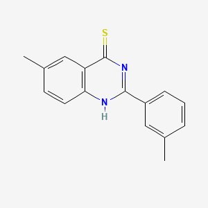 molecular formula C16H14N2S B12310395 6-Methyl-2-(m-tolyl)quinazoline-4-thiol 