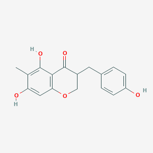 molecular formula C17H16O5 B12310399 5,7-Dihydroxy-6-methyl-3-(4'-hydroxy-benzyl)-chroman-4-one 