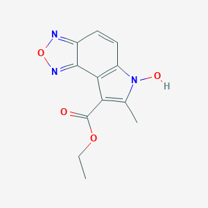 molecular formula C12H11N3O4 B123104 6-羟基-7-甲基-6H-[1,2,5]恶二唑并[3,4-E]吲哚-8-羧酸乙酯 CAS No. 159325-86-7