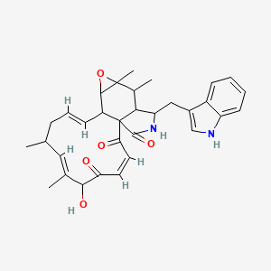 molecular formula C32H36N2O5 B1231042 (3Z,7E,11E)-6-hydroxy-19-(1H-indol-3-ylmethyl)-7,9,16,17-tetramethyl-15-oxa-20-azatetracyclo[11.8.0.01,18.014,16]henicosa-3,7,11-triene-2,5,21-trione 