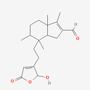 molecular formula C20H28O4 B12310460 7-[2-(2-hydroxy-5-oxo-2H-furan-3-yl)ethyl]-3,3a,6,7-tetramethyl-4,5,6,7a-tetrahydro-1H-indene-2-carbaldehyde 