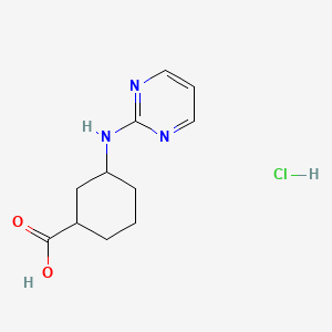 molecular formula C11H16ClN3O2 B12310466 rac-(1R,3S)-3-[(pyrimidin-2-yl)amino]cyclohexane-1-carboxylic acid hydrochloride, cis 