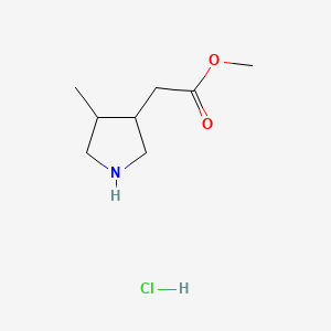 molecular formula C8H16ClNO2 B12310539 rac-methyl 2-[(3R,4R)-4-methylpyrrolidin-3-yl]acetate hydrochloride, trans 