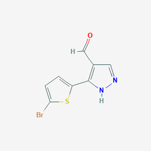 molecular formula C8H5BrN2OS B12310541 3-(5-bromothiophen-2-yl)-1H-pyrazole-4-carbaldehyde 