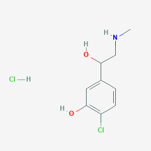 molecular formula C9H13Cl2NO2 B12310578 2-Chloro-5-[1-hydroxy-2-(methylamino)ethyl]phenol hydrochloride 