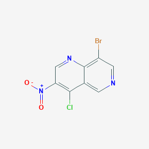 molecular formula C8H3BrClN3O2 B12310594 8-Bromo-4-chloro-3-nitro-1,6-naphthyridine 