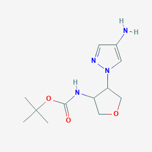 molecular formula C12H20N4O3 B12310601 rac-tert-butyl N-[(3R,4S)-4-(4-amino-1H-pyrazol-1-yl)oxolan-3-yl]carbamate, cis 