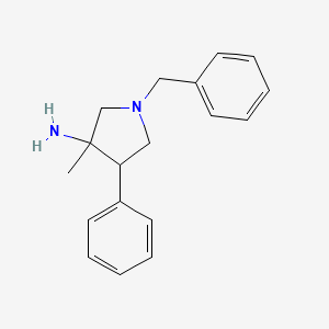 molecular formula C18H22N2 B12310636 rac-(3R,4S)-1-benzyl-3-methyl-4-phenylpyrrolidin-3-amine, trans 