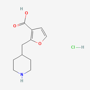 molecular formula C11H16ClNO3 B12310680 2-[(Piperidin-4-yl)methyl]furan-3-carboxylic acid hydrochloride 