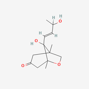 molecular formula C13H20O4 B1231070 8-hydroxy-8-[(E)-3-hydroxybut-1-enyl]-1,5-dimethyl-6-oxabicyclo[3.2.1]octan-3-one CAS No. 77162-65-3