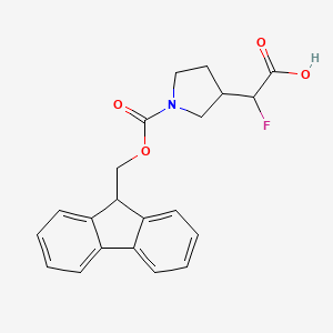 molecular formula C21H20FNO4 B12310782 2-(1-{[(9H-fluoren-9-yl)methoxy]carbonyl}pyrrolidin-3-yl)-2-fluoroacetic acid 