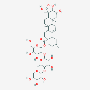 molecular formula C47H74O19 B12310798 8a-[3-[3,4-Dihydroxy-6-methyl-5-(3,4,5-trihydroxyoxan-2-yl)oxyoxan-2-yl]oxy-4,5-dihydroxy-6-(hydroxymethyl)oxan-2-yl]oxycarbonyl-2,3-dihydroxy-4,6a,6b,11,11,14b-hexamethyl-1,2,3,4a,5,6,7,8,9,10,12,12a,14,14a-tetradecahydropicene-4-carboxylic acid 