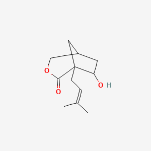 molecular formula C12H18O3 B12310869 7-Hydroxy-1-(3-methylbut-2-enyl)-3-oxabicyclo[3.2.1]octan-2-one 