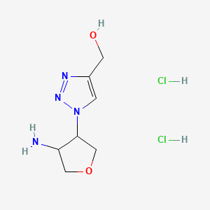 molecular formula C7H14Cl2N4O2 B12310876 rac-{1-[(3R,4S)-4-aminooxolan-3-yl]-1H-1,2,3-triazol-4-yl}methanol dihydrochloride, cis 