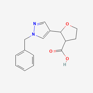 molecular formula C15H16N2O3 B12310944 2-(1-Benzyl-1H-pyrazol-4-yl)oxolane-3-carboxylic acid 