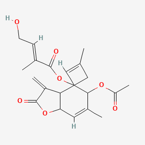 molecular formula C22H28O7 B12310962 [(6Z,10Z)-9-acetyloxy-6,10-dimethyl-3-methylidene-2-oxo-3a,4,5,8,9,11a-hexahydrocyclodeca[b]furan-4-yl] (E)-4-hydroxy-2-methylbut-2-enoate 