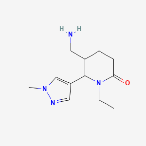 molecular formula C12H20N4O B12311009 rac-(5R,6S)-5-(aminomethyl)-1-ethyl-6-(1-methyl-1H-pyrazol-4-yl)piperidin-2-one, trans 