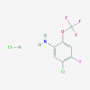 molecular formula C7H5Cl2F3INO B12311062 5-Chloro-4-iodo-2-(trifluoromethoxy)aniline hydrochloride 