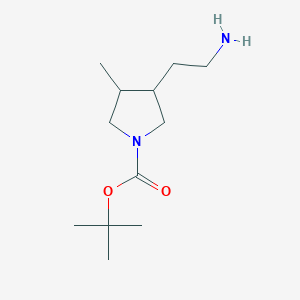 molecular formula C12H24N2O2 B12311070 tert-Butyl 3-(2-aminoethyl)-4-methylpyrrolidine-1-carboxylate 