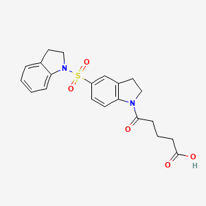 molecular formula C21H22N2O5S B1231112 5-[5-(2,3-Dihydroindol-1-ylsulfonyl)-2,3-dihydroindol-1-yl]-5-oxopentanoic acid 