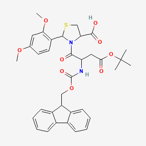 molecular formula C35H38N2O9S B12311202 2-(2,4-dimethoxyphenyl)-3-[2-(9H-fluoren-9-ylmethoxycarbonylamino)-4-[(2-methylpropan-2-yl)oxy]-4-oxobutanoyl]-1,3-thiazolidine-4-carboxylic acid 