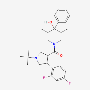 1-[1-Tert-butyl-4-(2,4-difluorophenyl)pyrrolidine-3-carbonyl]-3,5-dimethyl-4-phenylpiperidin-4-ol