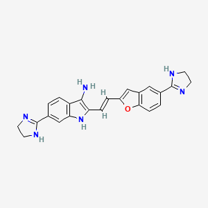 molecular formula C24H22N6O B1231125 6-(4,5-dihydro-1H-imidazol-2-yl)-2-[(E)-2-[5-(4,5-dihydro-1H-imidazol-2-yl)-1-benzofuran-2-yl]ethenyl]-1H-indol-3-amine 